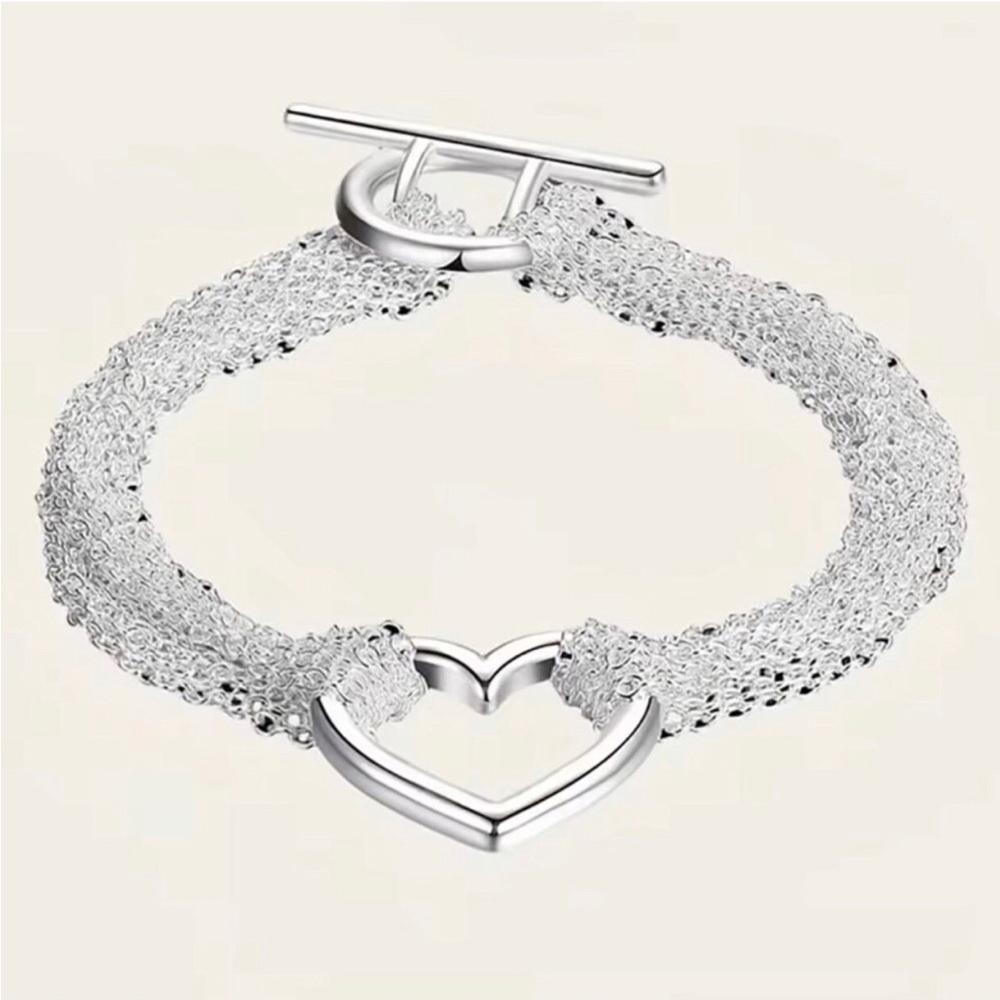 Sterling Silver Heart Toggle Bracelet